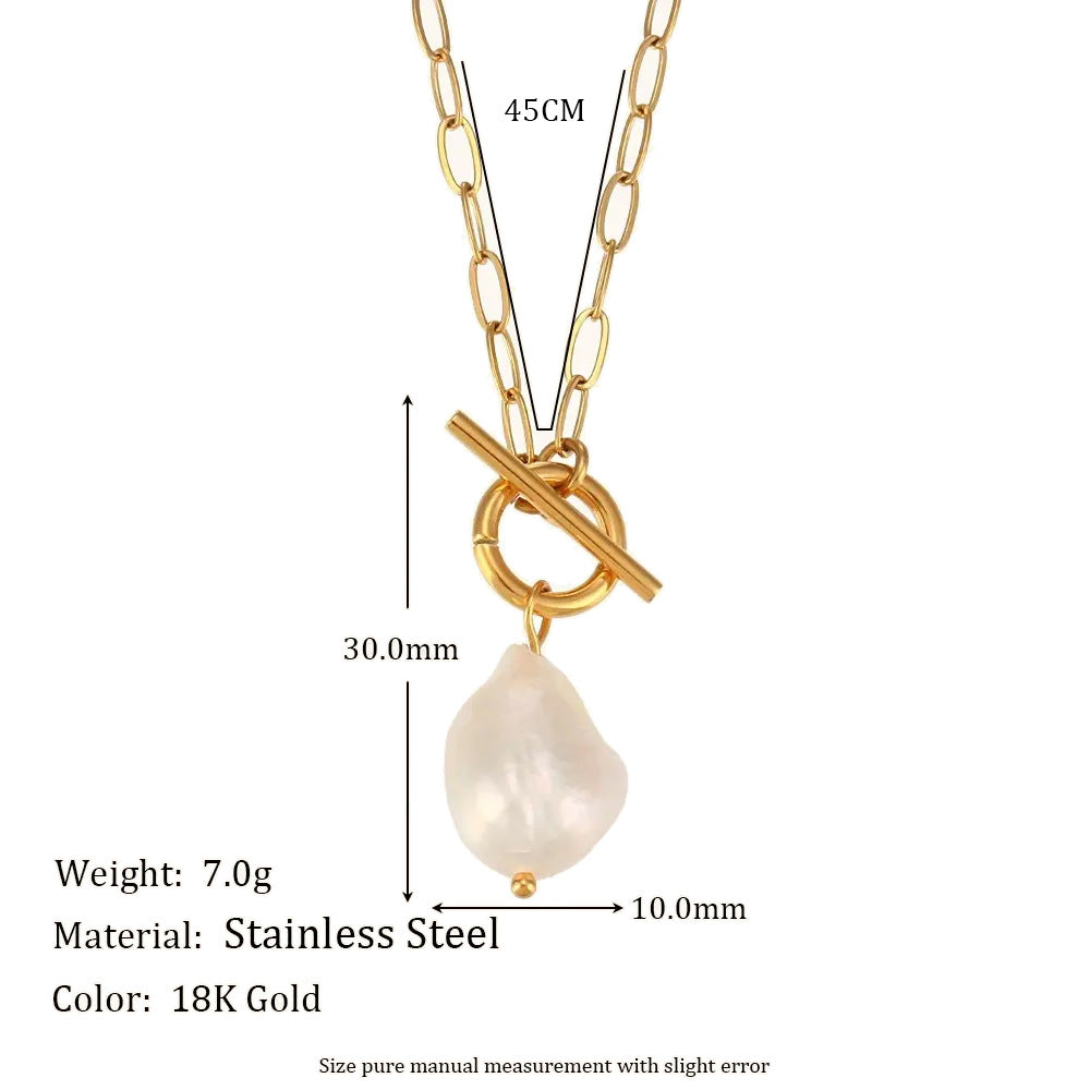 Baroque Pearl Gold Necklace - DippedShop Wholesale - #8307