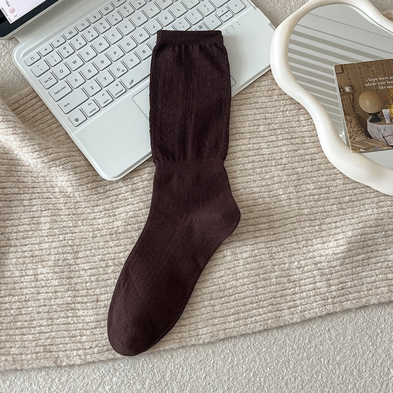 Simple Hollow Out Slouchy Crew Socks 6W8FSO814