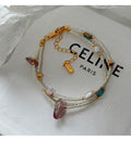 Double Layered Irregular Pearl Stone Beaded Bracelet 6W6JBR367