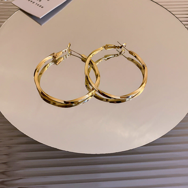 Chunky Gold Plated Geometric Statement Hoop Earrings 6W6JER714