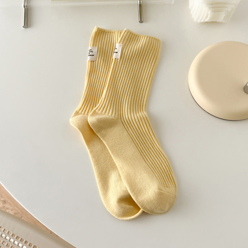 Solid Ribbed Cotton Socks - DippedShop Wholesale - #0643