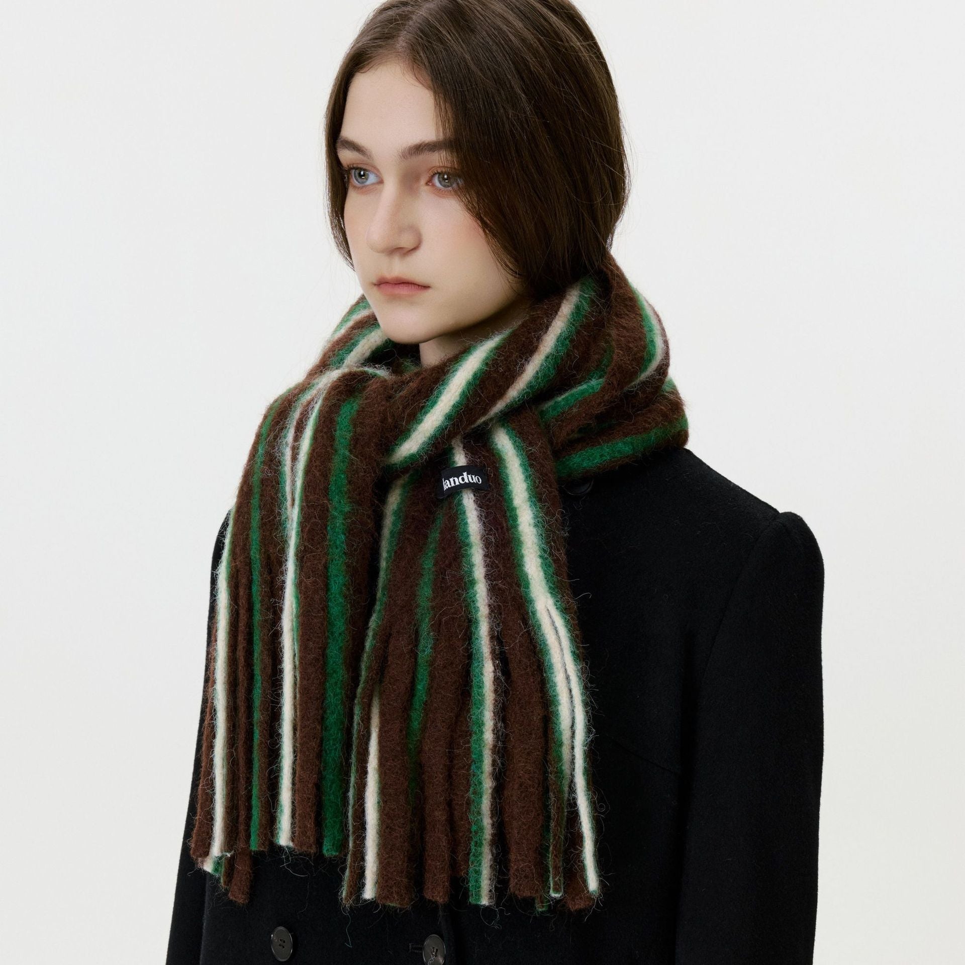 Stylish Color Block Striped Tassel Scarf 6W6NSW294