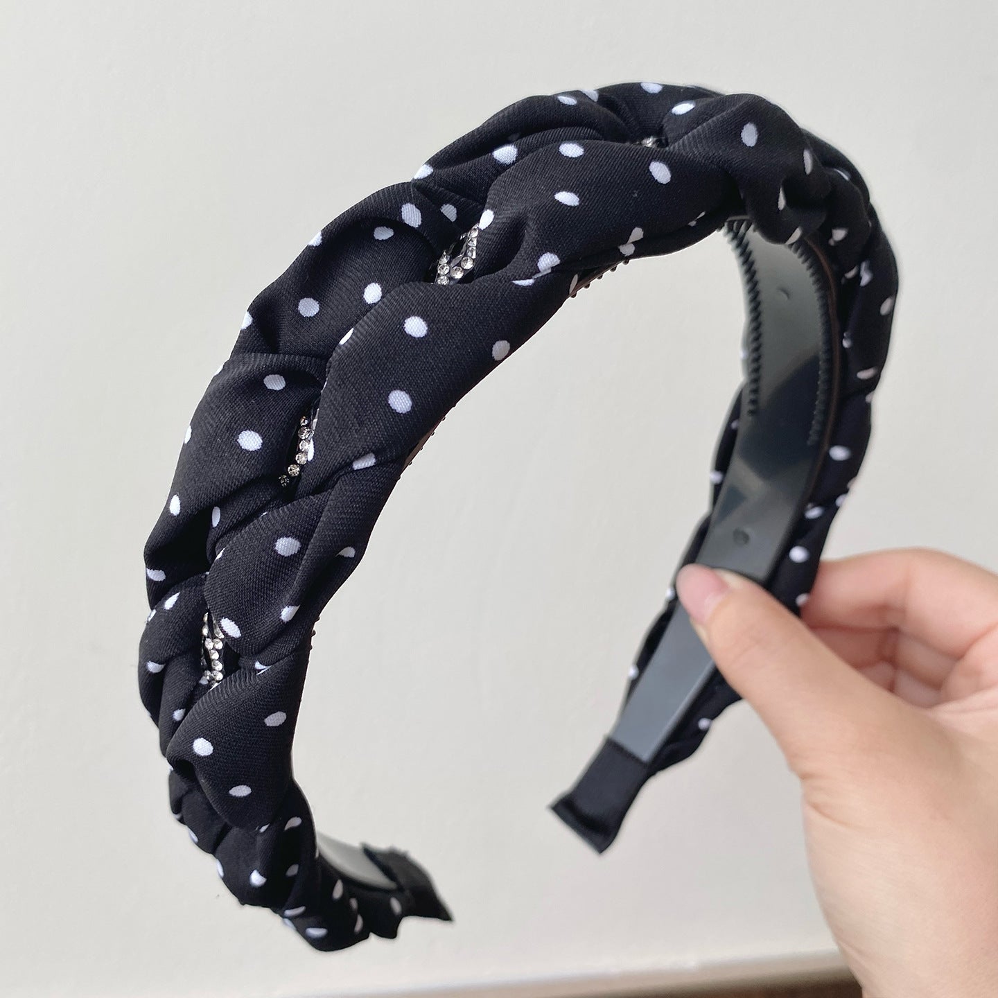Vintage Polka Dots Rhinestones Woven Twist Headband MK2SPM6W6HBD21