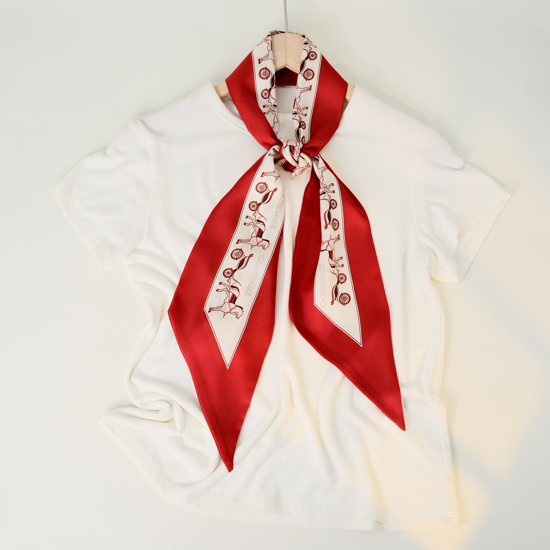 Simple Color Block Striped Print Silk Scarf 6W6NSI258
