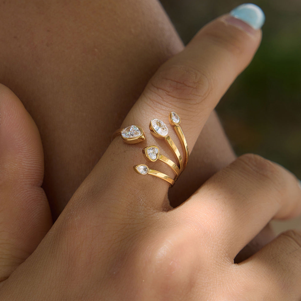 Chunky Cubic Zirconia Open Ring - DippedShop Wholesale - #6563