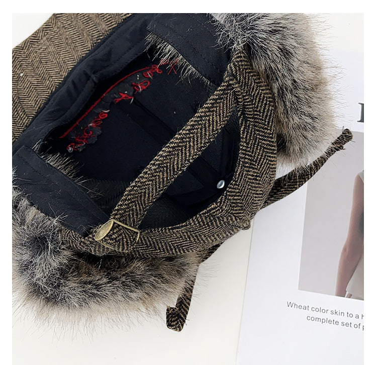 Winter Warm Letter Embroidery Faux Fur Baseball Cap 6W6HAT522