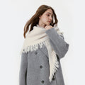 Simple Solid Color Triangle Tassel Knit Shawl Scarf 6W6NSC133
