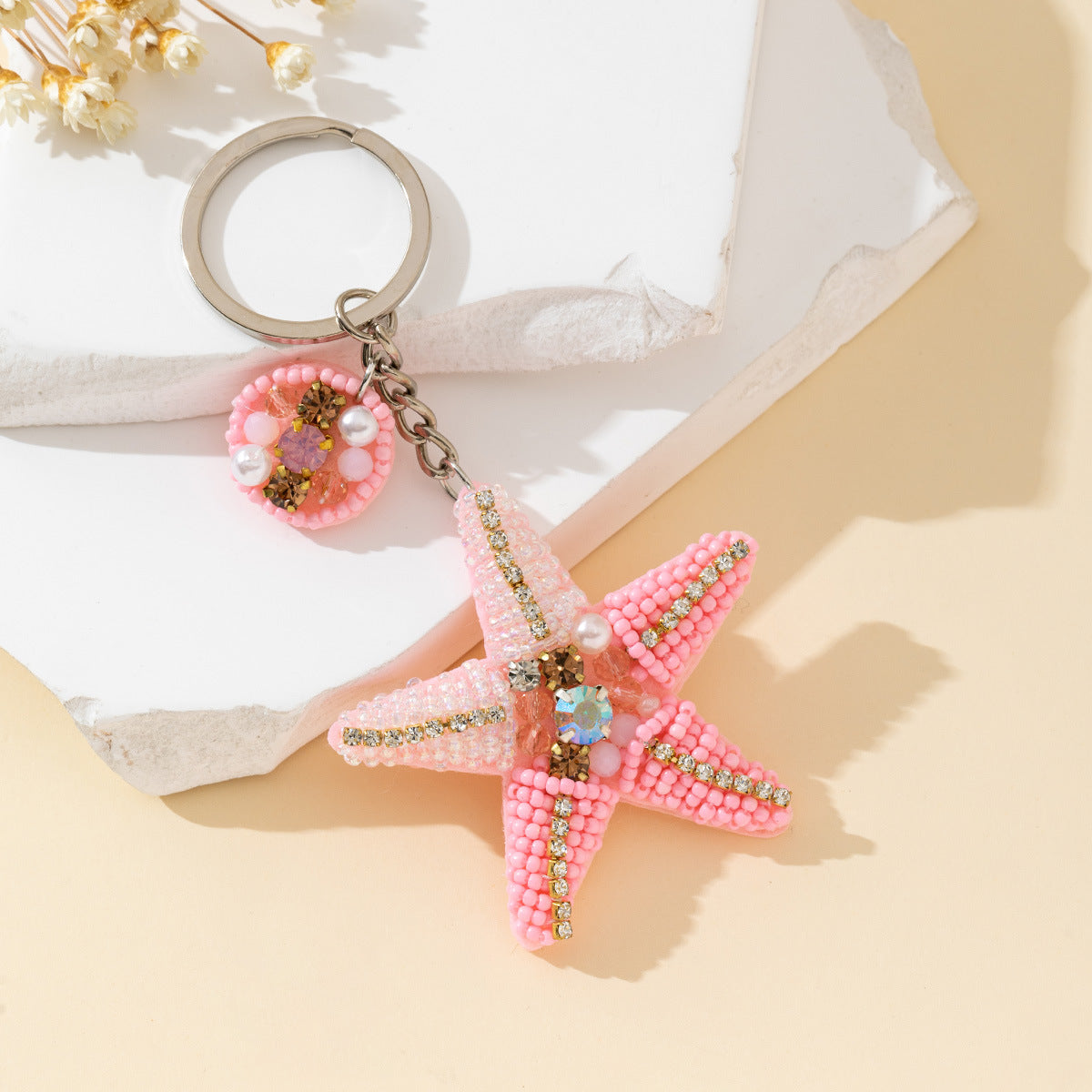 Stylish Handmade Beads Rhinestones Star Pendant Keychain 6W10BBC754