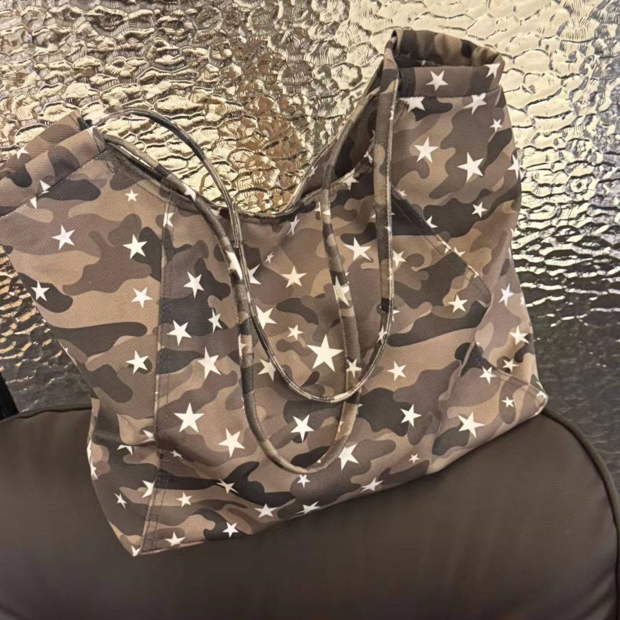 Casual Star Print Camouflage Canvas Tote Bag 6W10BBG1990