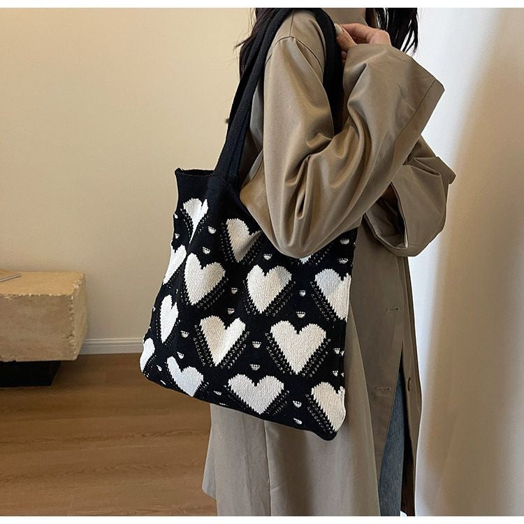Stylish Heart Print Large Capacity Shoulder Bag 6W10BBG1765