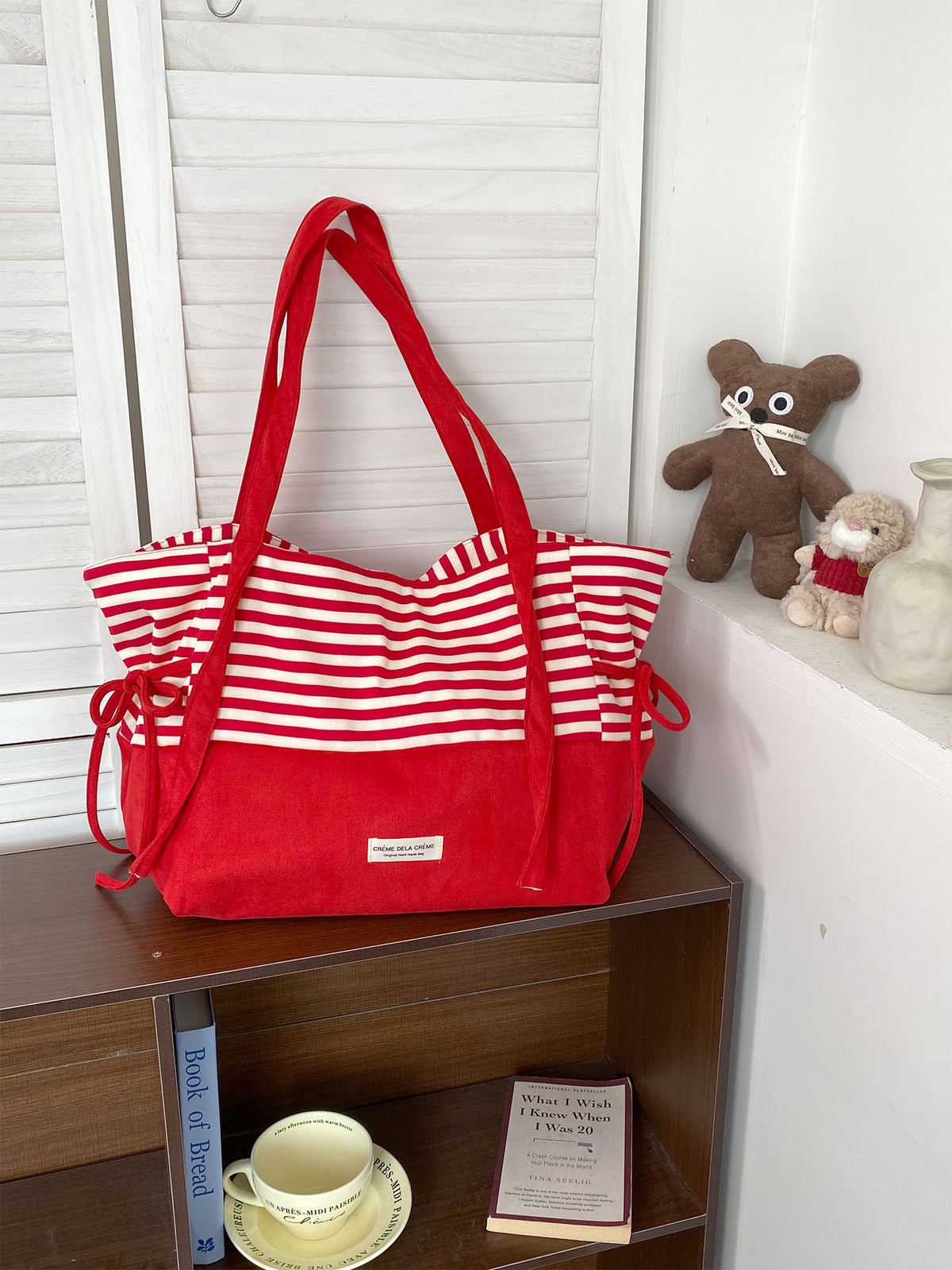 Contrast Striped Tote Bag - DippedShop Wholesale - #6883