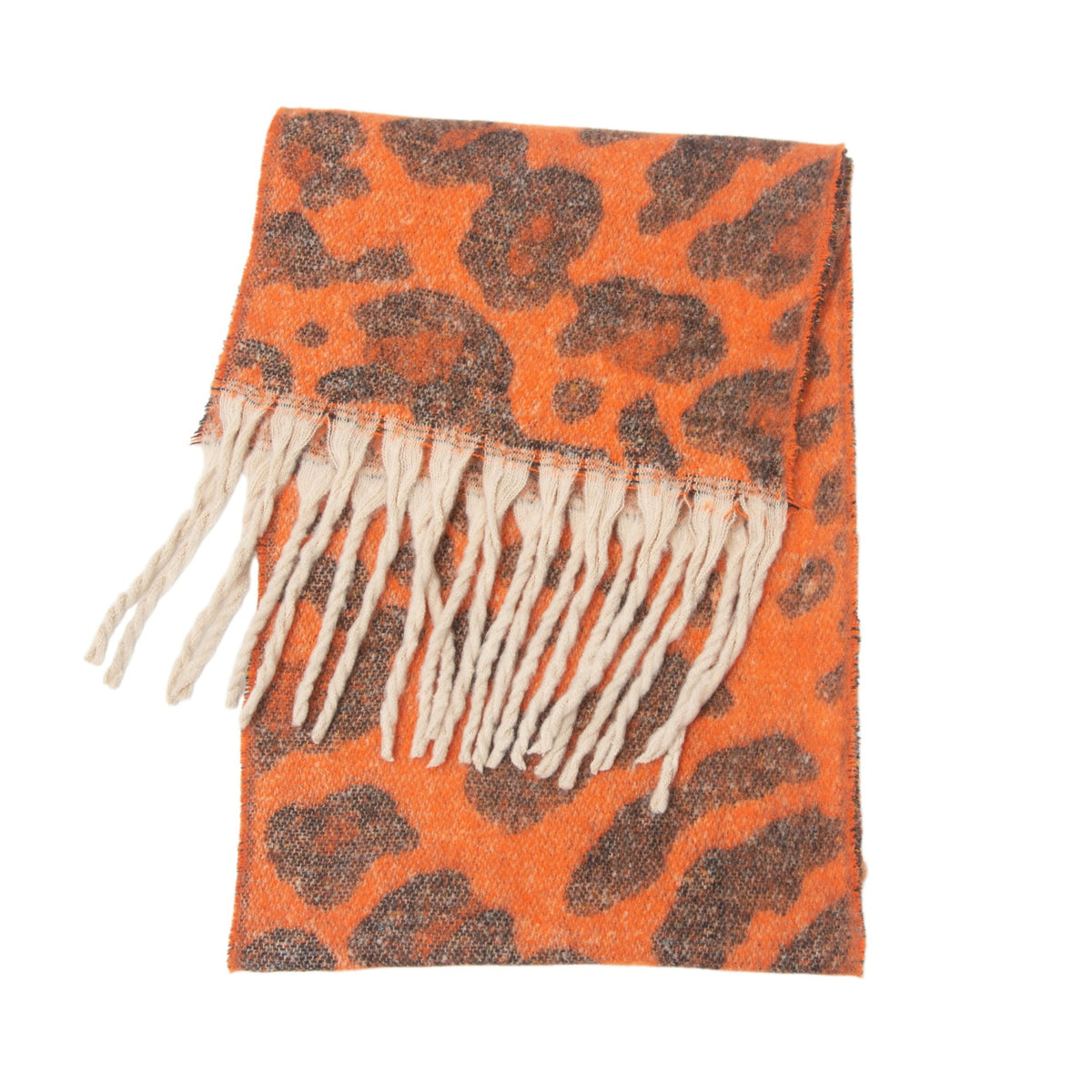 Fringed Leopard Print Scarf - DippedShop Wholesale - #7379