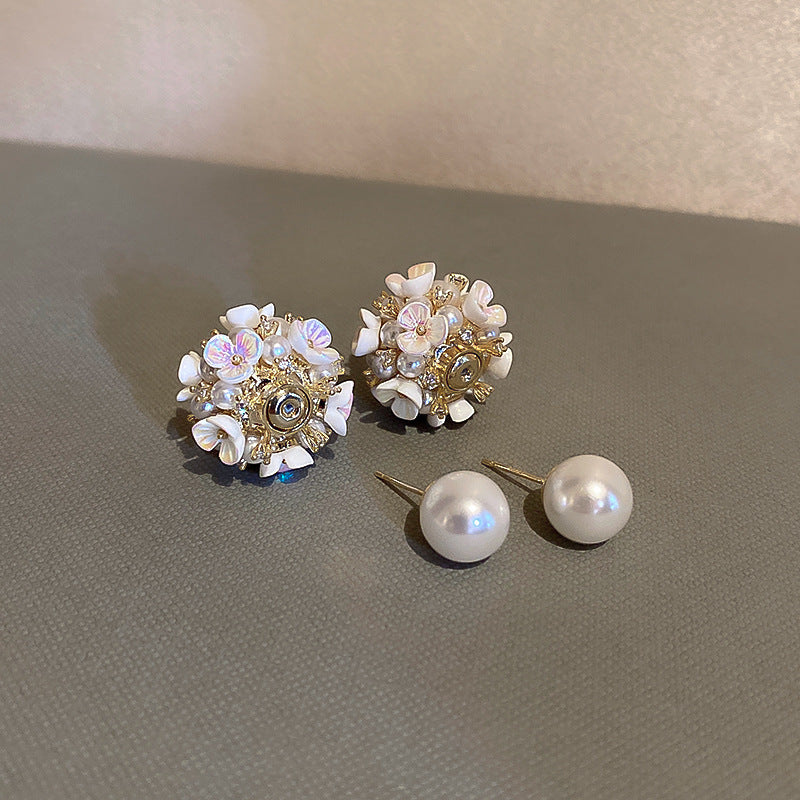 Elegant Rhinestone Flower Ball Stud Earrings 6W6JER761