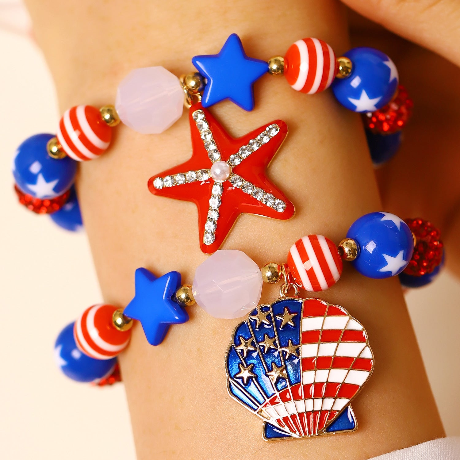 Retro USA Flag Shell Pendant Hook Earring 8ZA6JER199L