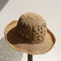 Summer Hollow Hand-Crochet Straw Bucket Hat 8BK6HAT174L