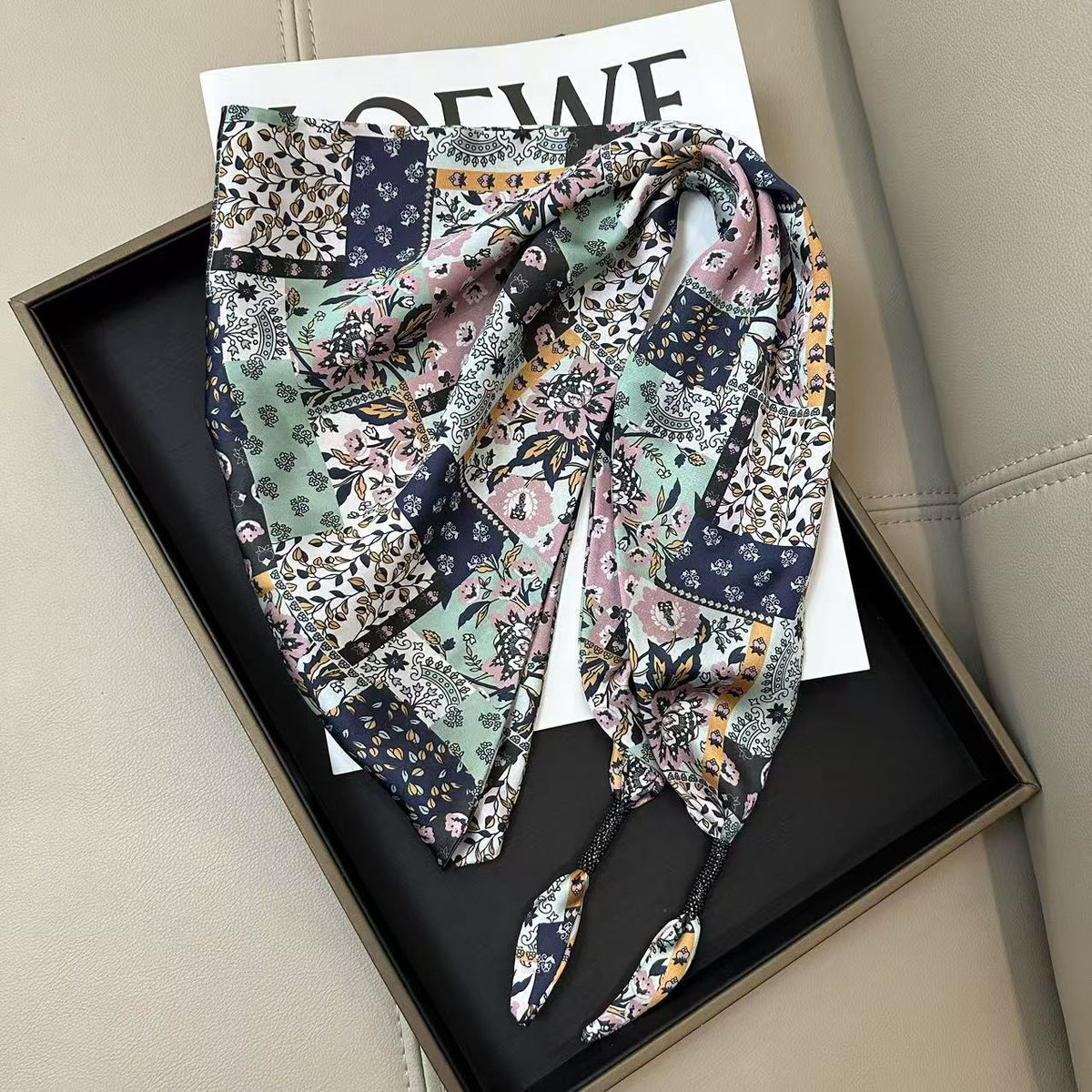 Floral Print Silk Scarf - DippedShop Wholesale - #9123
