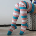 Trendy Striped Knit Leg Warmers Thigh High Socks 6W8FSO817