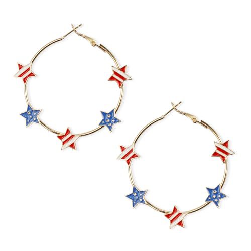 Stylish USA Flag Star Shape Hoop Earrings 8ZA6JER196L