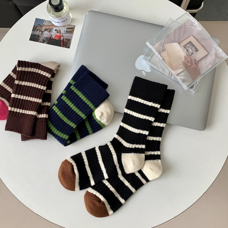 Striped Rib Knit Socks - DippedShop Wholesale - #1539