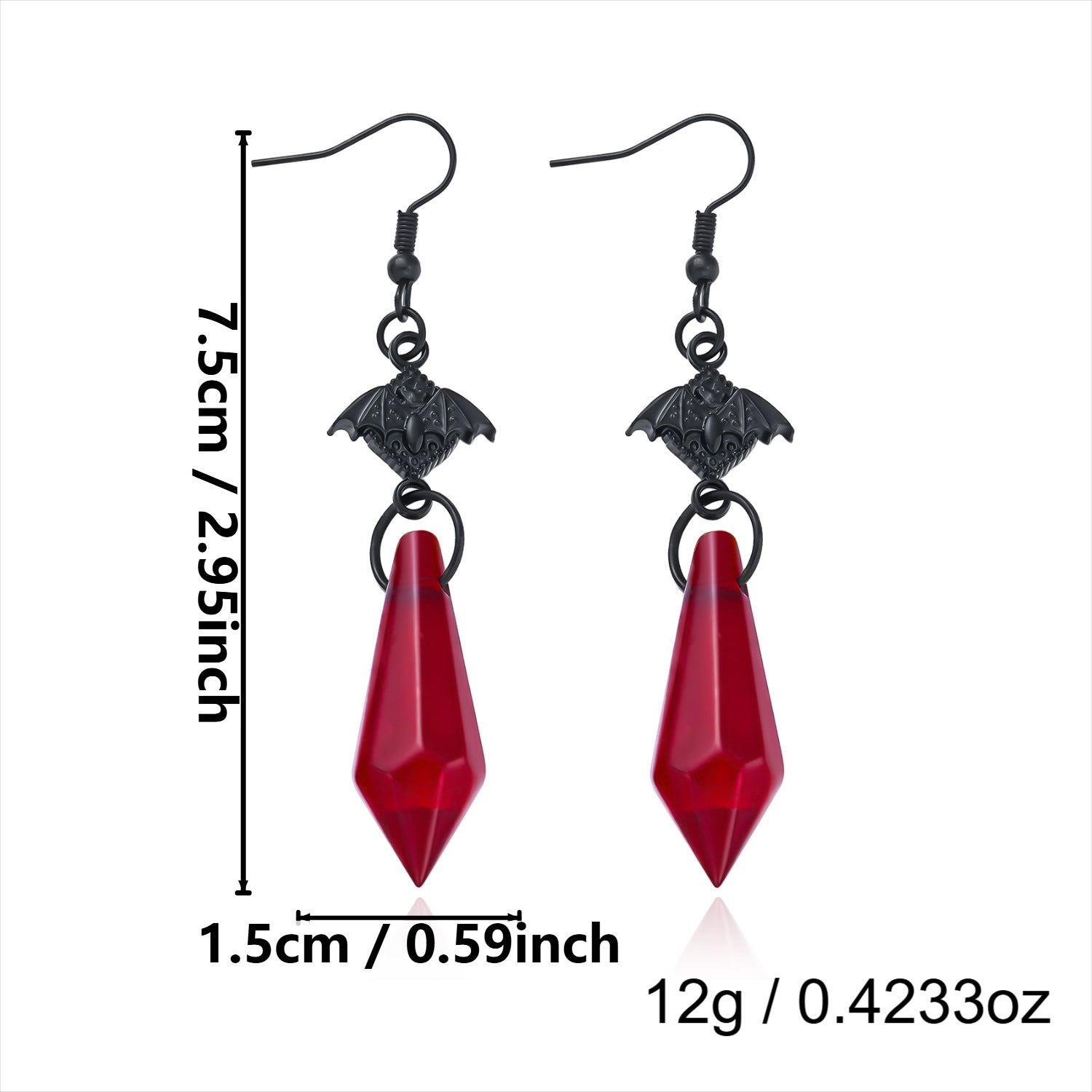 Halloween Red Crystal Bat Dangle Earrings 6W6JER549