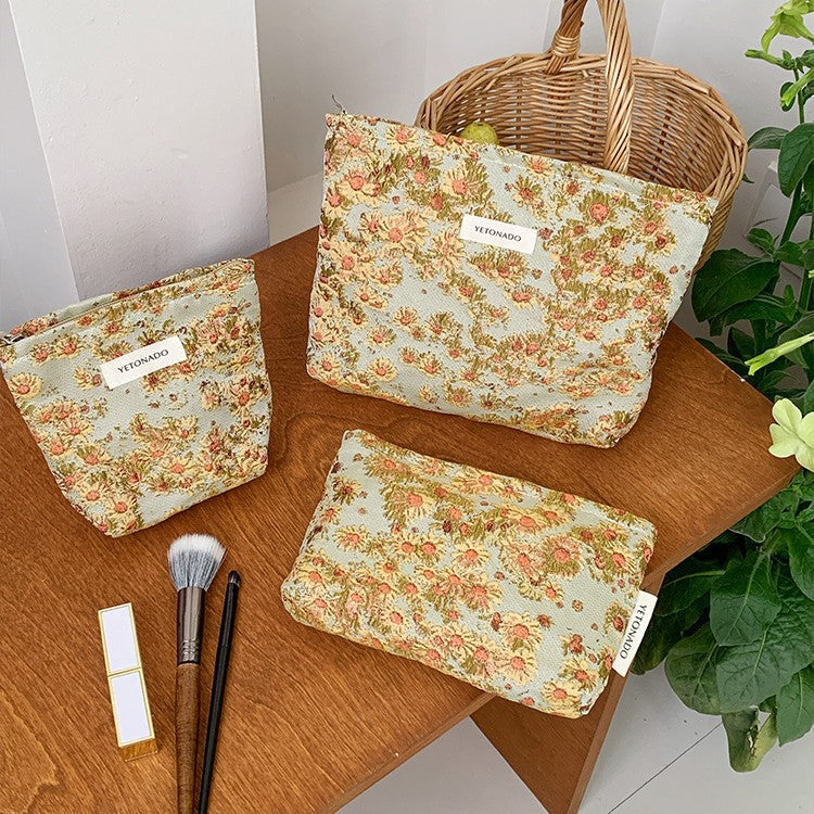 Floral Embroidered Makeup Bag - DippedShop Wholesale - #5795