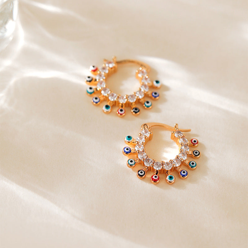 +2 Delicacy Devil's Eye Hoop Earrings DPJE1308