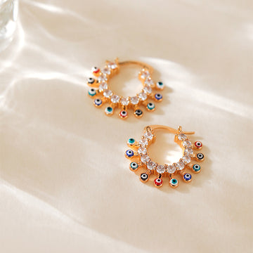 +2 Delicacy Devil's Eye Hoop Earrings DPJE1308