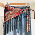 Color Block Cashew Print Tassel Hip Cover 6W6NSI201