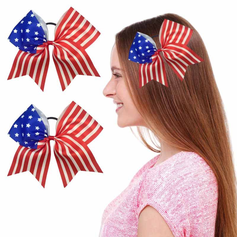 Trendy American Flag Pattern Thin Stretchy Hair Tie 8BK6HSR20T
