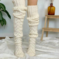 Hollow Out Knit Slouch Thigh High Socks 6W8FSO888
