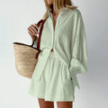 Jacquard Puff Sleeve Set - DippedShop Wholesale - #4515