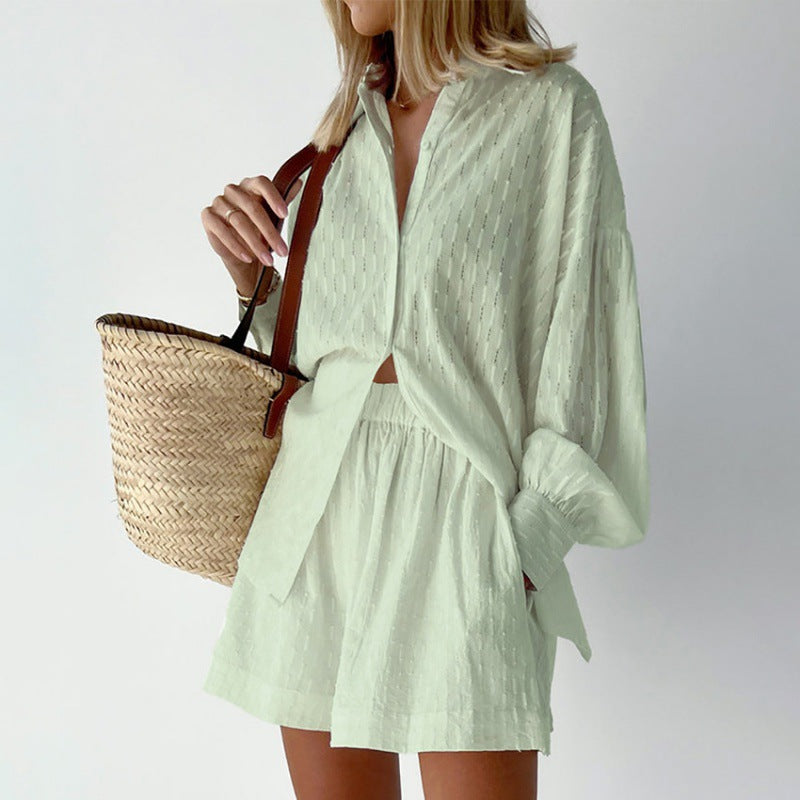 Jacquard Puff Sleeve Set - DippedShop Wholesale - #4515