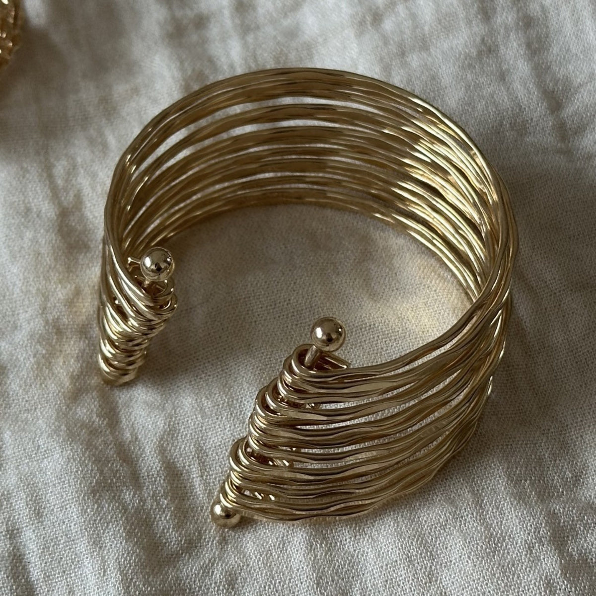Simple Gold Plated Multi-Layer Open Bracelet 6W6JBR580