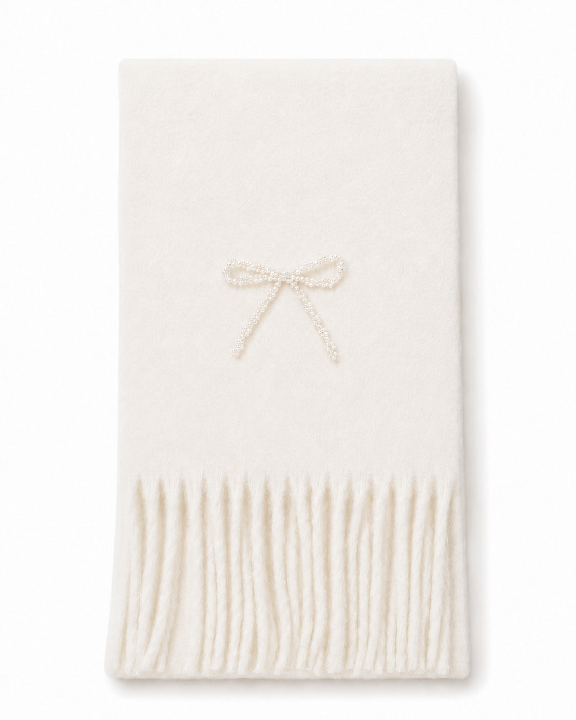 Elegant Pearl Bowknot Warm Tassel Scarf 6W6NSC128
