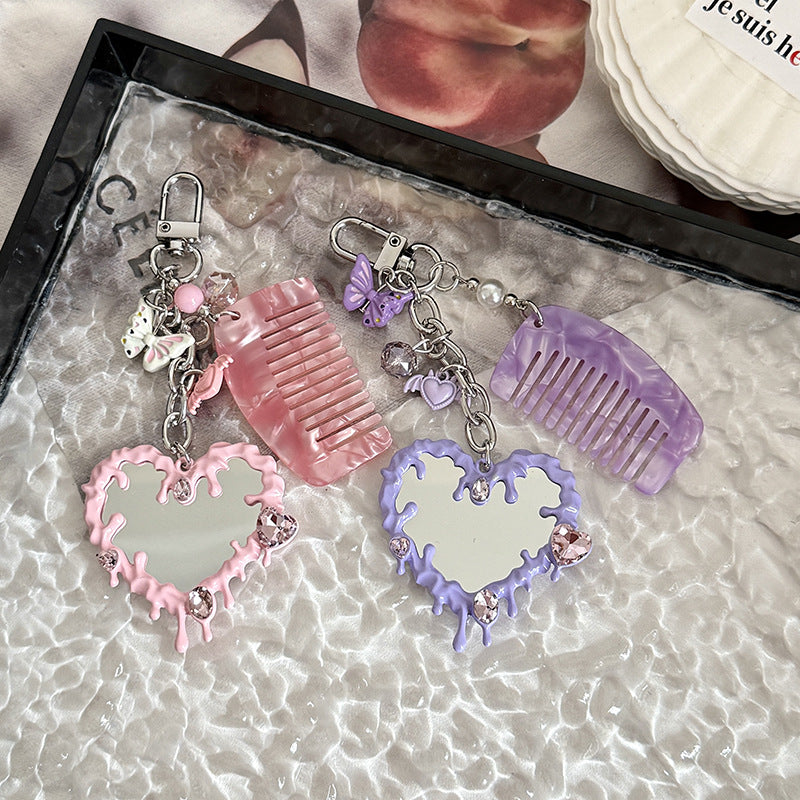 Heart Mirror Bag Charm - DippedShop Wholesale - #0259