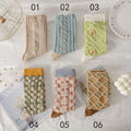 Vintage 3D Floral Embossed Jacquard Crew Socks 6W8FSO663