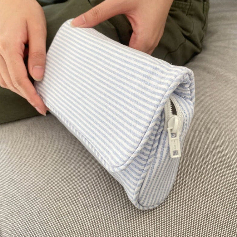 Cute Striped Print with Mirror Makeup Bag MK2BW6S10BOB82