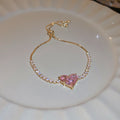 Stylish Gold Plated Rhinestones Heart Pendant Bracelet 6W6JBR715