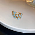 Vintage Enamel Olive Leaf Wrap Open Finger Ring 6W6JRG364