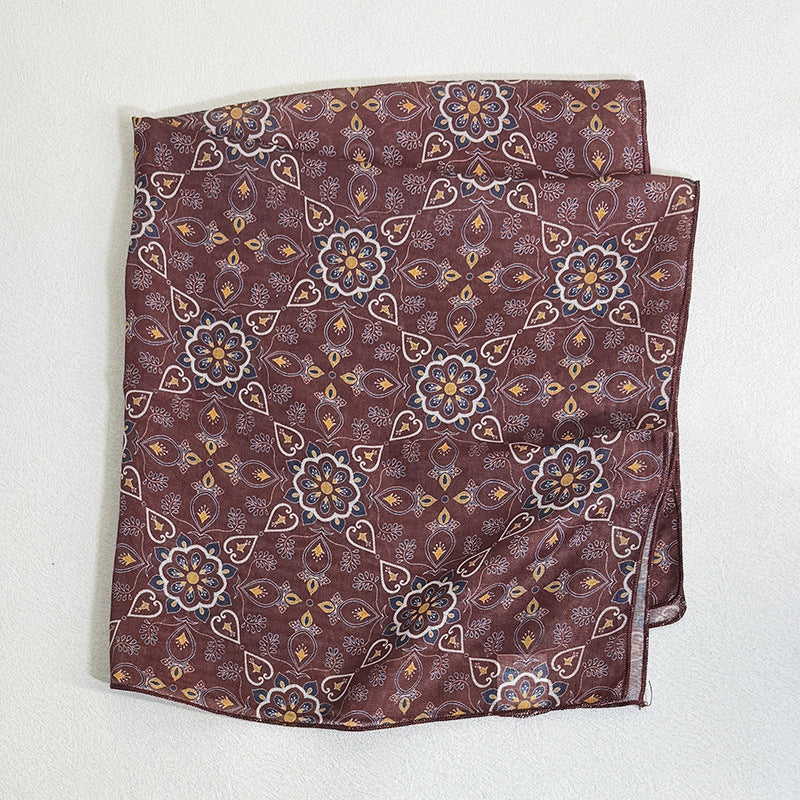 Sweet Color Block Floral Print Silk Scarf 6W6NSI182