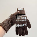 Vintage Christmas Snowflake Touchscreen Knit Gloves 6W6GLO106