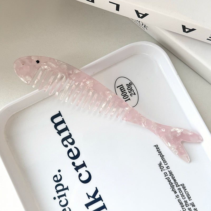 Chic Fish Shape Marble Acetate Portable Hair Combs MK2PPM6CT5CB54