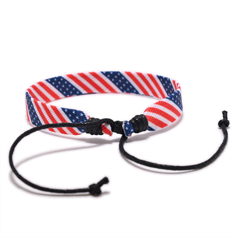 Stylish Hand Woven USA Flag Pattern Adjustable Bracelet 8ZA6JBR137T