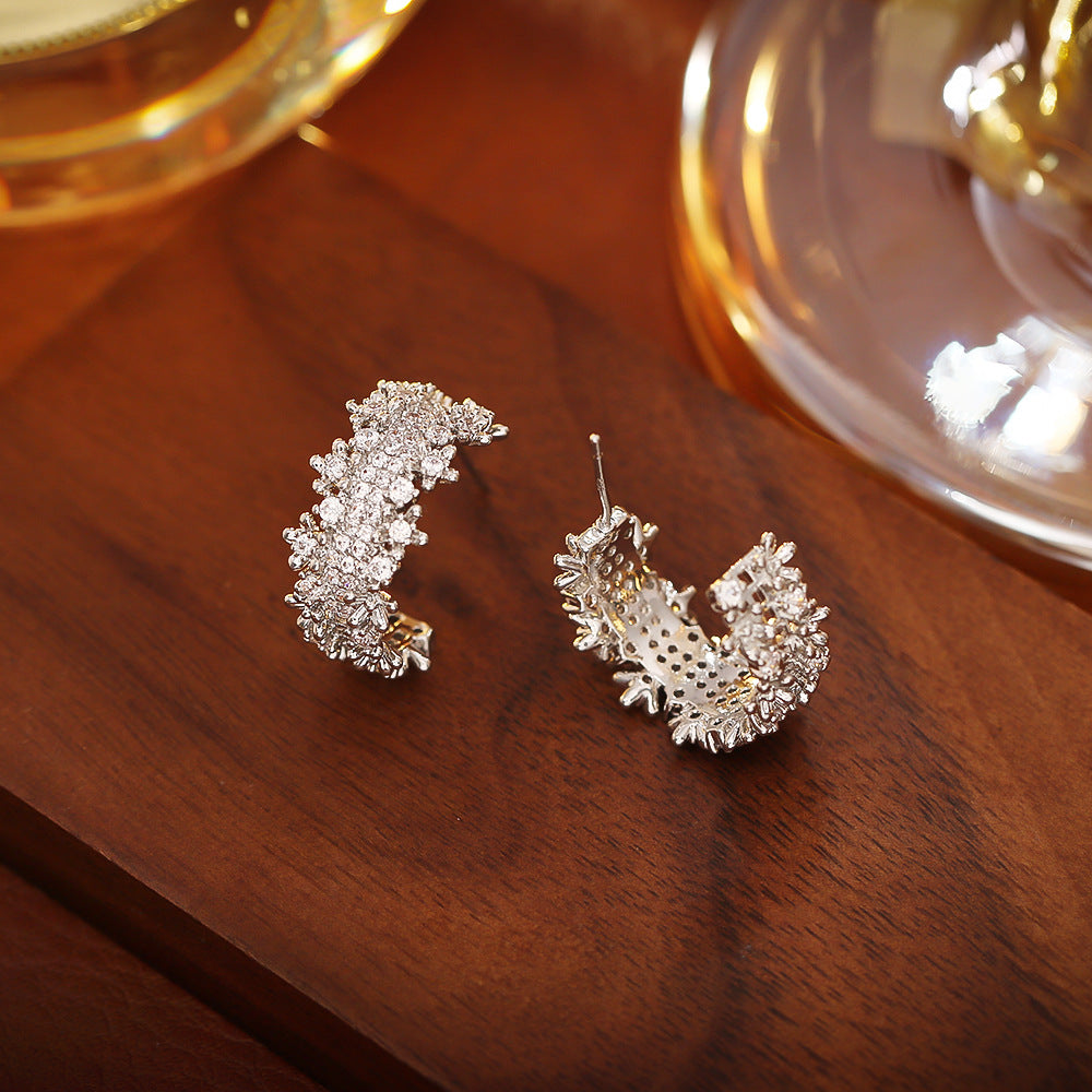 Gold Plated C-Shaped Stud Earrings - DippedShop Wholesale - #9619