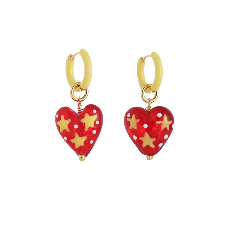 Heart Dangle Hoop Earrings - DippedShop Wholesale - #4771