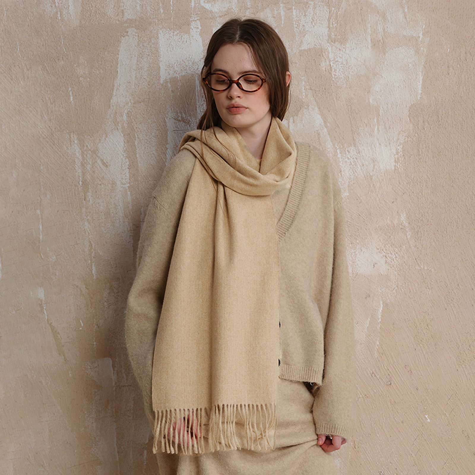 Minimalist Solid Color Tassel Wool Scarf 6W6NSW298