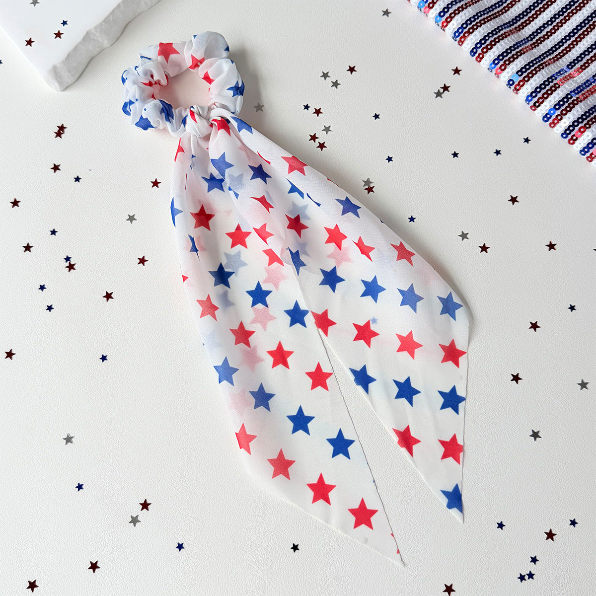 Trendy USA Flag Color Block Stretchy Hair Tie 8BK6HSR16T