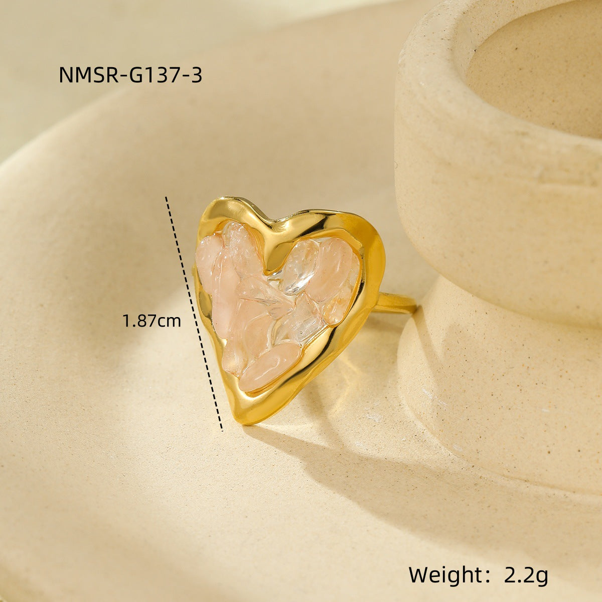 Elegant Crystal Heart Gold Pla - DippedShop Wholesale - #8451