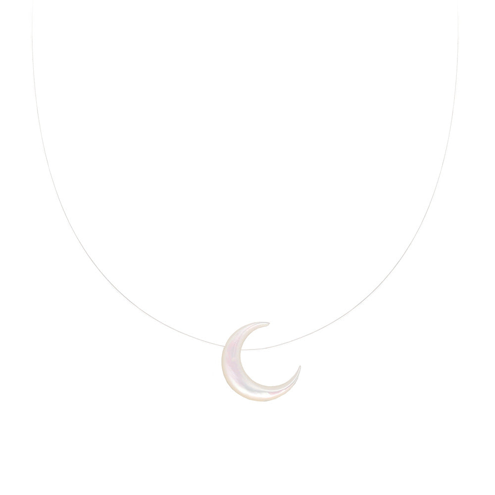 Invisible Fishing Line Crescent Moon Choker Necklace 6W6JNC1077