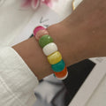 Dopamine Color Block Resin Beaded Stretch Bracelet 6W6JBR610